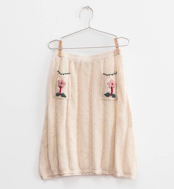 [FISH &amp; KIDS]Knit Embroidered Skirt